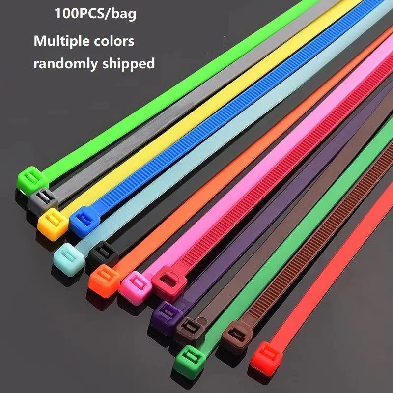    100 Stück Mehrfarbige 3x200mm Selbstsichernde Nylon-Kabelbinder Schnellbündelbare Kunststoff-Schlaufen Drahtbinder zur Organisation von Elektronik