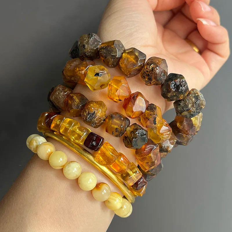Natürliche Bernstein-Armbänder als Geschenk, einzigartige coole schwarze Perlen, original medizinischer Spezialstein, 2026, neuer Diy-Heilschmuck im Großhandel