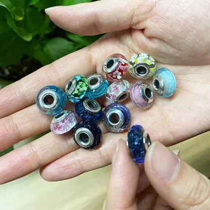 Echtes Sterlingsilber 925, Blumen-Charms, Glas, neue Original-Perle, bunt, Murano, passend für Original-Armbänder, DIY für Frauen, Schmuck, Geschenke