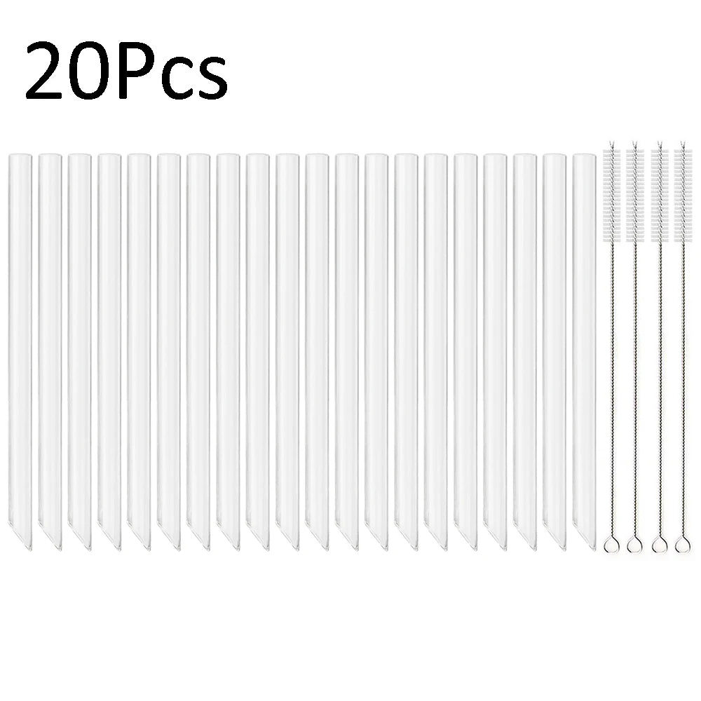/14mm hohes Boro silikat glas Stroh Stück wieder verwendbare umwelt freundliche Trinkhalme Set Bubble Tea Smoothies Bar Zubehör