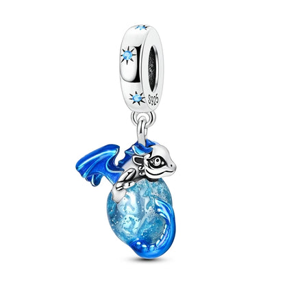 Blaue Serie aus 925er-Sterlingsilber, Eule, Schmetterling, Piratenschiff, Auto, Käfer, Clogs, Charm, passend für DIY-Armbänder, Halsketten, lustige passende Geschenke