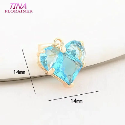 3PCS 14MM 14K Gold Farbe Messing mit Zirkon Herz Halskette Charms Anhänger Ohrringe Schmuck Machen Liefert Zubehör