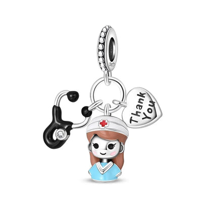 Original 925 Sterling Silber Charm Perlen Medizinische Serie Arzt Krankenschwester Pflege Für Zähne Anhänger Für Armband Edlen DIY Schmuck