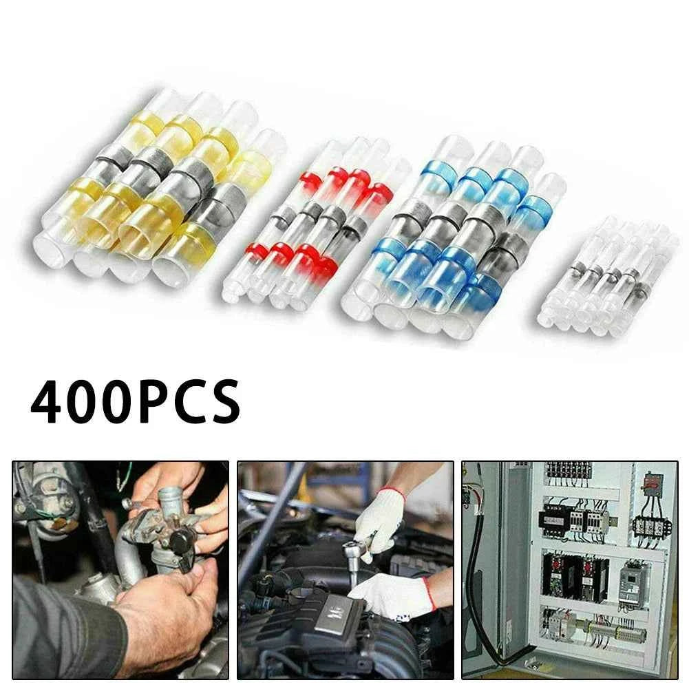 400PCS Solder Dichtung Hülse Schrumpf Butt Draht Anschlüsse Terminal Wasserdichte Kit Isolierte Draht Stecker Terminal Kit