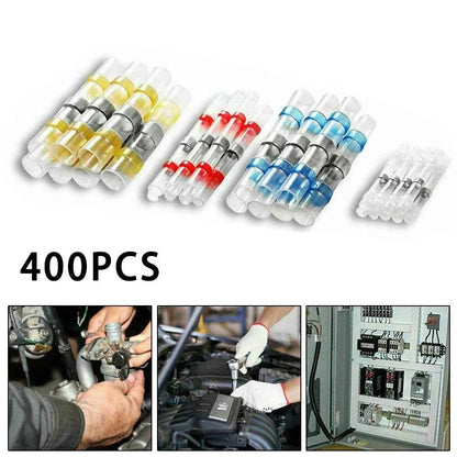 400PCS Solder Dichtung Hülse Schrumpf Butt Draht Anschlüsse Terminal Wasserdichte Kit Isolierte Draht Stecker Terminal Kit