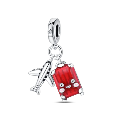 Reisepass-Charms aus 925er-Sterlingsilber, passend für Original-Armbänder, DIY-Flugzeug-Erde-Perlen für die Schmuckherstellung als Geschenk
