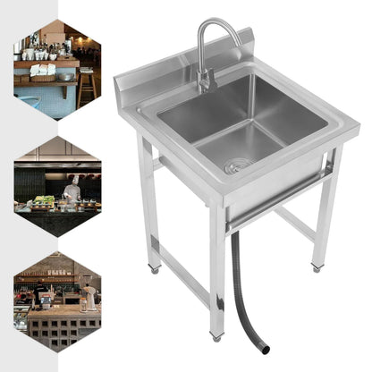 Einzelne Outdoor-Küchenspüle 93x60cm Edelstahl-Küche Camping-Küche Multifunktionales Waschbecken für Garage Garten Bar
