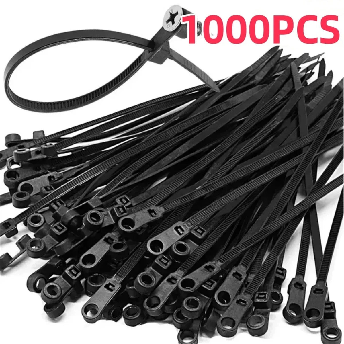 100/500 Stück Nylon-Kabelbinder mit Schraubenloch, vielseitig einsetzbar, verstellbar, selbstsichernde Kabelbinder, Organizer, Riemen, Befestigungsschlaufe