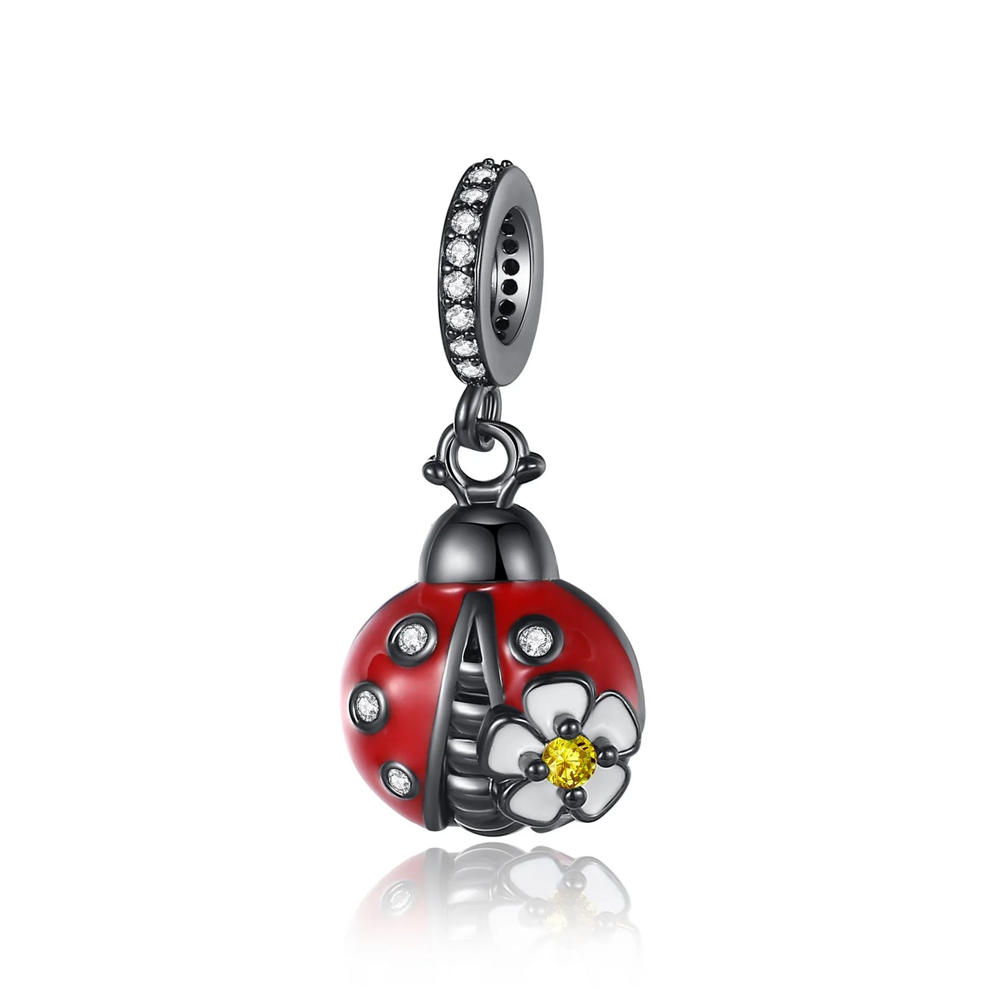 Bunter Schmetterlingsanhänger aus 925er-Sterlingsilber mit Blumen, Perlen, Käfer und Marienkäfer, passend für Armbänder, exquisite Anhänger-Geschenke