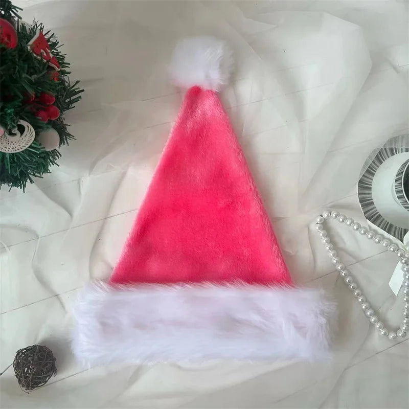Weihnachtsmannmütze, Weihnachten, rosa, lang, Plüsch, Urlaub, rot, schwarz, für Erwachsene und Kinder, Unisex, 2024, Neujahr, festliches Partyzubehör