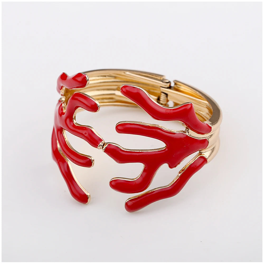 KAYMEN Neues wunderschönes Korallen-Design, luxuriöses Manschettenarmband, Statement-Armreif, Modeschmuck für Frauen, Verlobung, Hochzeit, Zubehör