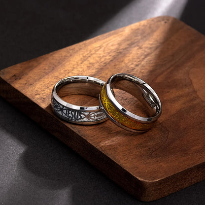 Jesus-Buchstabe, 316L-Edelstahlring für religiöse christliche Männer und Frauen, Geschenk, Schmuck, Serenity, männliches Bibelkreuz