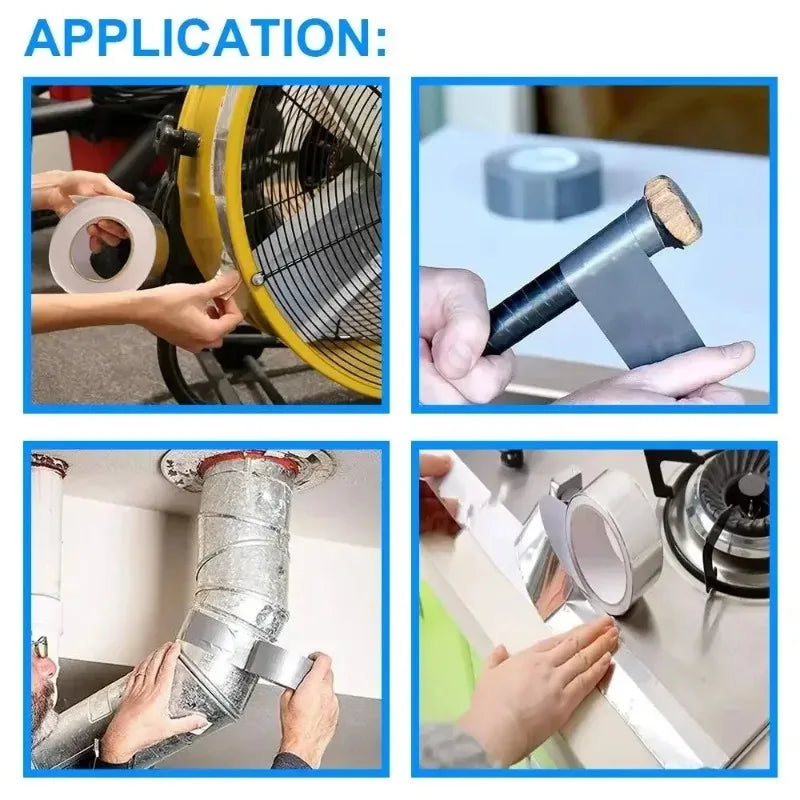 1–10 Stück hochtemperaturbeständiges Aluminiumfolienband, wasserdicht, feuchtigkeitsbeständig, rostfrei, Dichtungsband für Rohrreparatur, Küchenauspuff