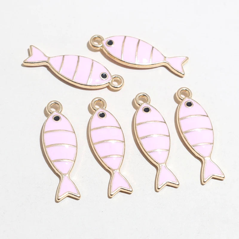 20 Stück 23x7mm Emaille Fisch Charms Anhänger DIY Schmuck Making Zubehör Erkenntnisse für Ohrringe Halskette Armbänder