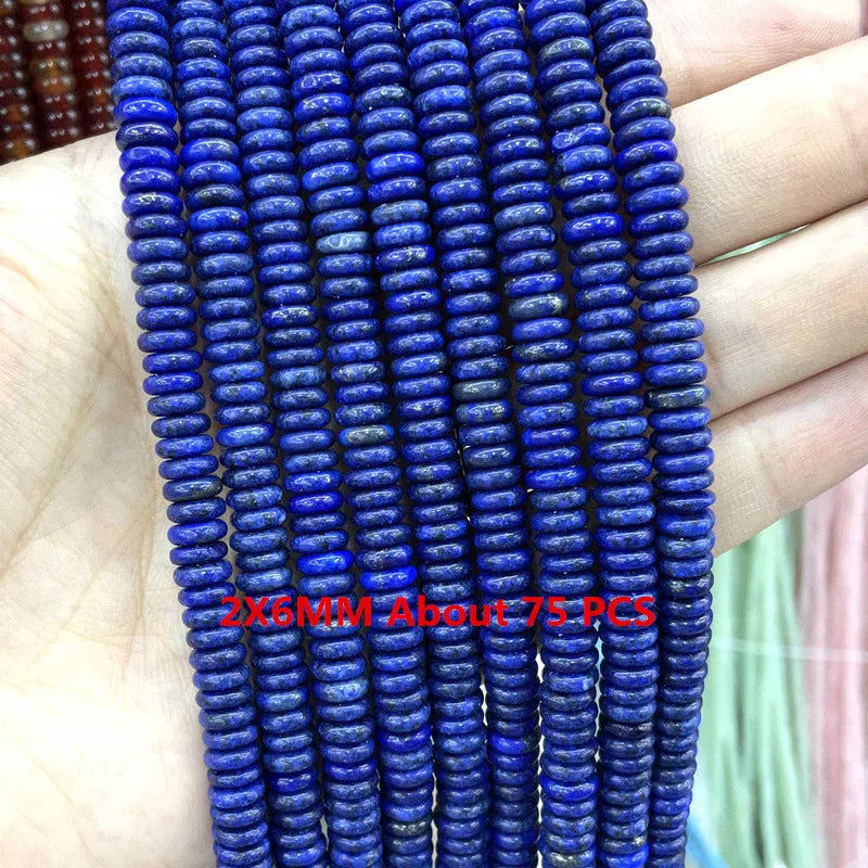 Natürliche Lapislazuli Runde Rohr Facettierte Lose Spacer Stein Perlen Für Schmuck Machen DIY Handgemachte Armbänder Halskette Zubehör