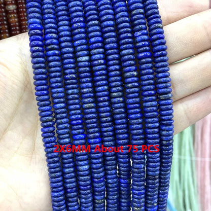 Natürliche Lapislazuli Runde Rohr Facettierte Lose Spacer Stein Perlen Für Schmuck Machen DIY Handgemachte Armbänder Halskette Zubehör
