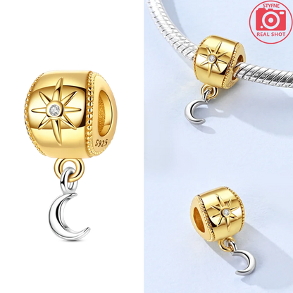 Original funkelnde Charm-Perlen aus 925er-Sterlingsilber, Gold, Rose, heller Stern, Herz, passend für Armbänder, DIY-Jubiläums-Schmuck, Geschenk