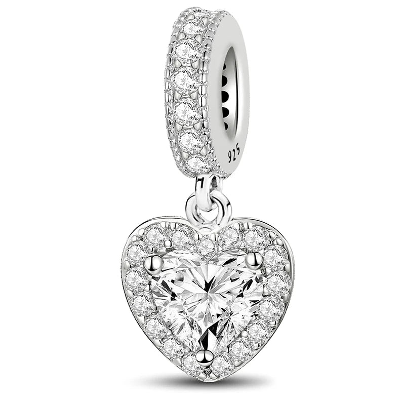 Charms aus 925er-Sterlingsilber mit Tierhantel, niedlicher rosa Hund, Perlen, passend für DIY-Armbänder, Armreifen, Geschenk von hochwertigem Schmuck