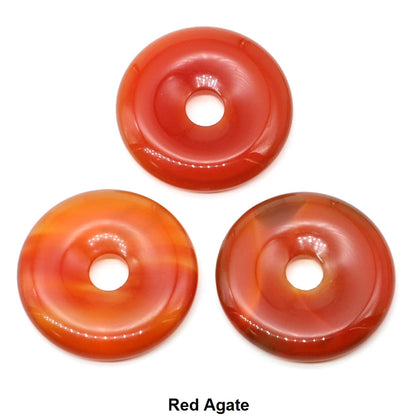 30 mm Donut-Naturstein, Heilkristall, Amethyst, Amazonit, Achat, Quarz, Edelstein für Kunsthandwerk, Zubehör, Glücksgeschenke