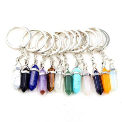 20 stücke Natürliche Stein Kristall Quarz Schlüsselbund Frauen Männer Handtasche Hangle Auto Schlüssel Halter Raw Mineral Stein Schlüsselring Schmuck