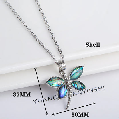 New creative natural shell design insect butterfly dragonfly pendant necklace personalized for woman party vintage jewelry gift