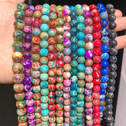 4/6/8/10mm Naturstein Meeressediment Imperial Jaspis Runde Lose Perlen für Schmuck Machen Handarbeiten diy Charms Armband 15''