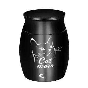 Stainless Steel Pet Urns, Small Face Print, Memorial Urn, Dog and Cat Ash Holder, Urn for Human Pet Ashes, Blue/Black