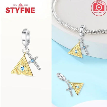 Silber 925 Gold Pyramide Mumie Doppel Charm Elefant Perlen passen Original Armband DIY edlen Schmuck Zubehör für Frauen Geschenke