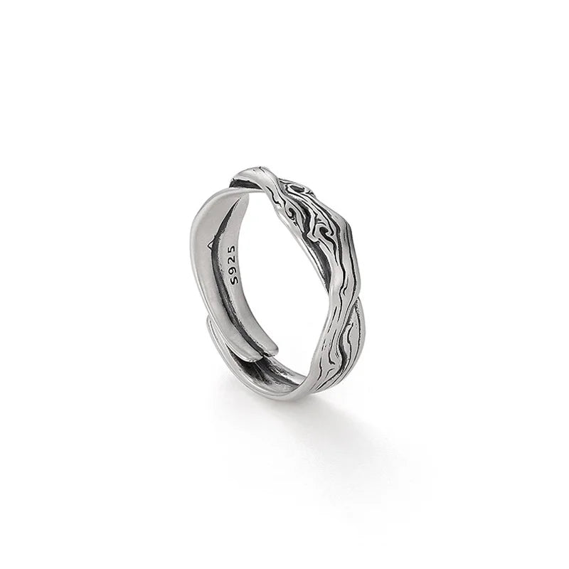 Vintage Kiefer Zypresse Baum Muster Ring Männlichen Schmuck Einstellbar Trendy 925 Silber Ring Für Männer Zeigefinger Zubehör