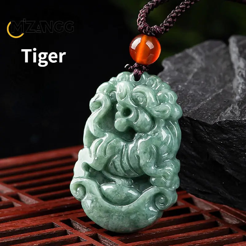 Natürliche eine Ware Jadeit zwölf chinesische Tierkreis Ratte Tiger Anhänger Schmuck hand geschnitzte benutzer definierte Maskottchen Schmuck Jade Halskette Geschenk