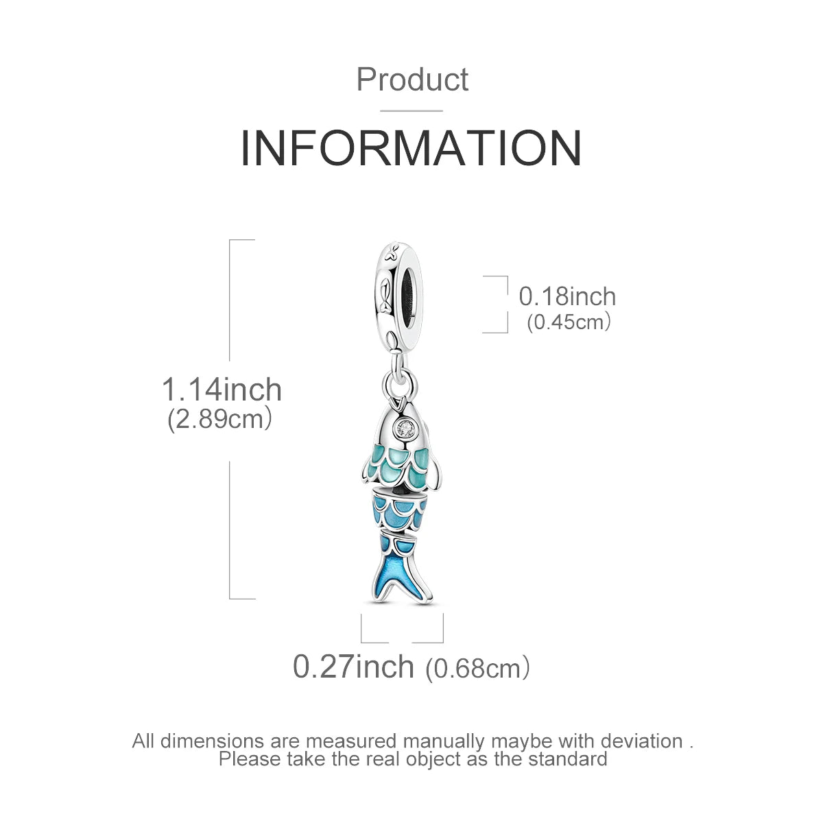 Fisch-Charm aus 925er Silber, passend für Original-Armbänder, Halsketten, zum Selbermachen, für Damen, Modeschmuck