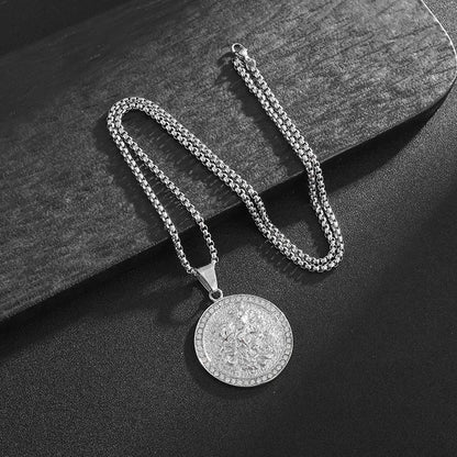 Saint George Dragon Slayer Knight Anhänger Titan Stahl Männer Frauen personalisierte Hip Hop Halskette Schmuck