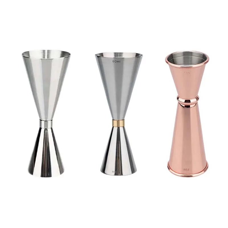 Edelstahl-Cocktail-Jigger, 30/60 ml, doppelseitiger Messbecher, Barkeeper, Werkzeug, Bar-Zubehör, Gold, Silber, Kupfer, 20/40 ml Becher