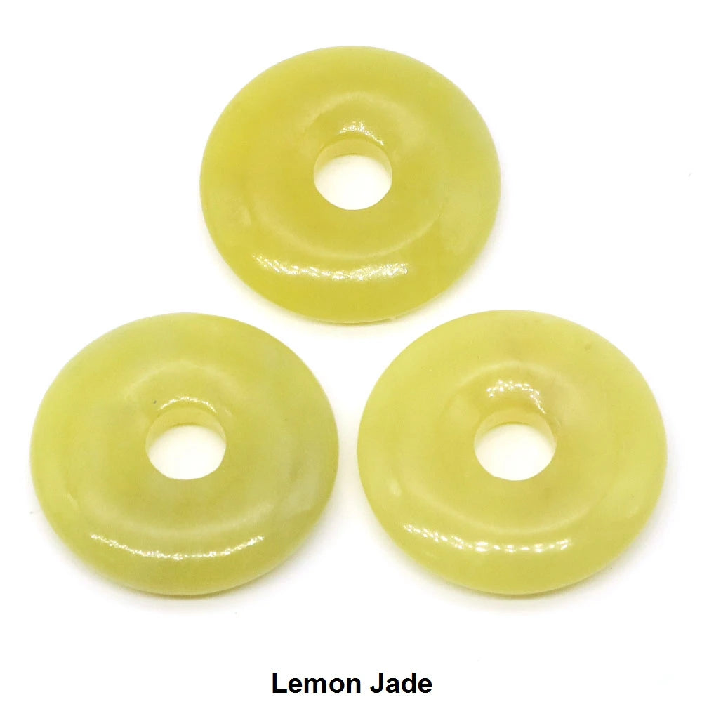 30 mm Donut-Naturstein, Heilkristall, Amethyst, Amazonit, Achat, Quarz, Edelstein für Kunsthandwerk, Zubehör, Glücksgeschenke