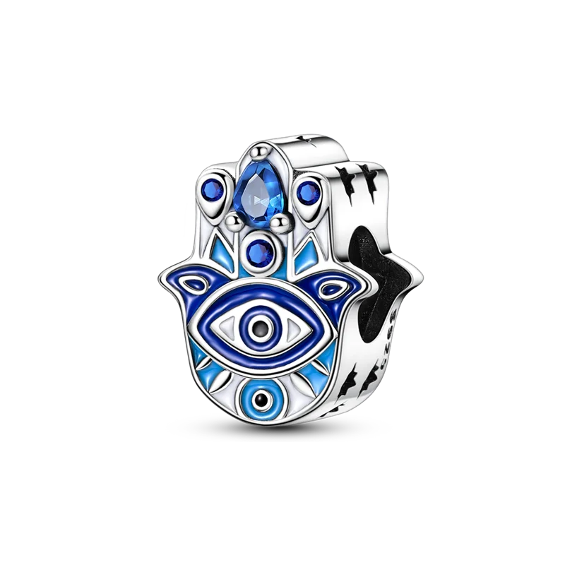 Anhänger Fatimas Hand Nazar Eye Massives 925er Sterlingsilber, baumelnder Charm-Schutz-Anhänger für Damen, Sommer, edler Schmuck