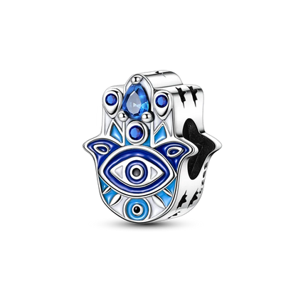 Anhänger Fatimas Hand Nazar Eye Massives 925er Sterlingsilber, baumelnder Charm-Schutz-Anhänger für Damen, Sommer, edler Schmuck