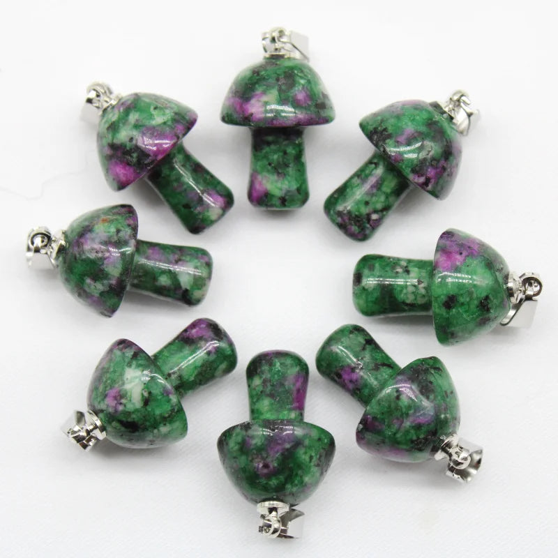 15 stücke Natürliche Stein Anhänger Quarz Kristall Amethyst Achate Aventurin Pilz Stein Anhänger für DIY Machen Zubehör
