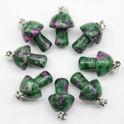 15 stücke Natürliche Stein Anhänger Quarz Kristall Amethyst Achate Aventurin Pilz Stein Anhänger für DIY Machen Zubehör