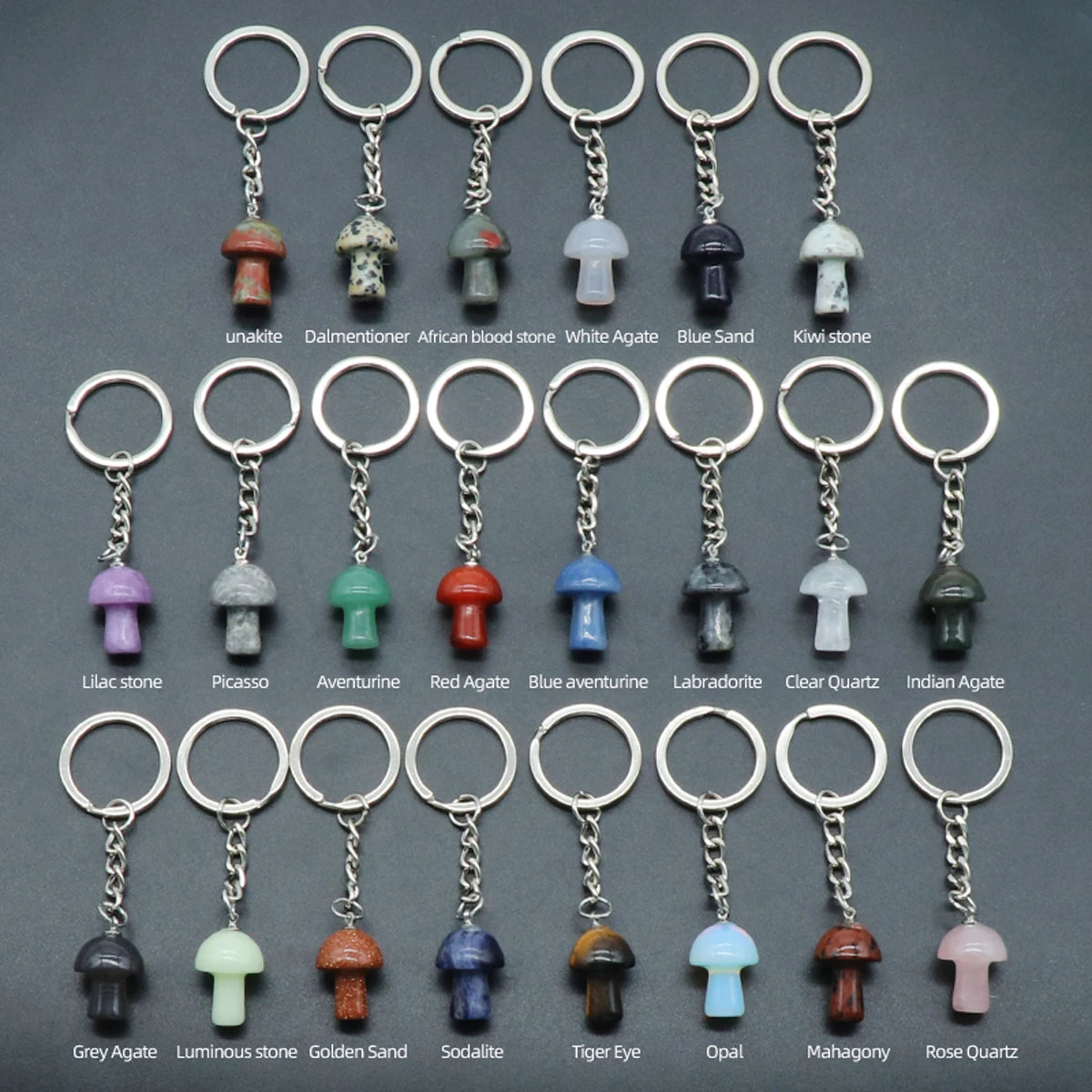 Niedlicher Pilz-Schlüsselanhänger, Zubehör, Naturstein, Kristall, Tür, Auto, Schlüsselanhänger für Mädchen, Paare, DIY, Motorrad, Schlüsselanhänger, Ringhalter