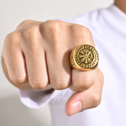 Coole Punk-Vintage-Natursteinringe für Männer, geometrische Siegelringe aus Edelstahl, stilvoller Retro-Ethno-Fingerschmuck als Geschenk