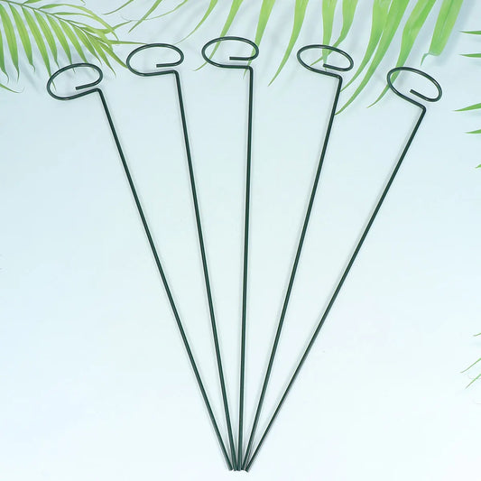 5 Stück Blumenstützrahmen, robuste, wiederverwendbare Pflanzenstützstange aus Eisen für Lilien, Sonnenblumen, Pfingstrosen, Einzelstiel-Pflanzenhalter