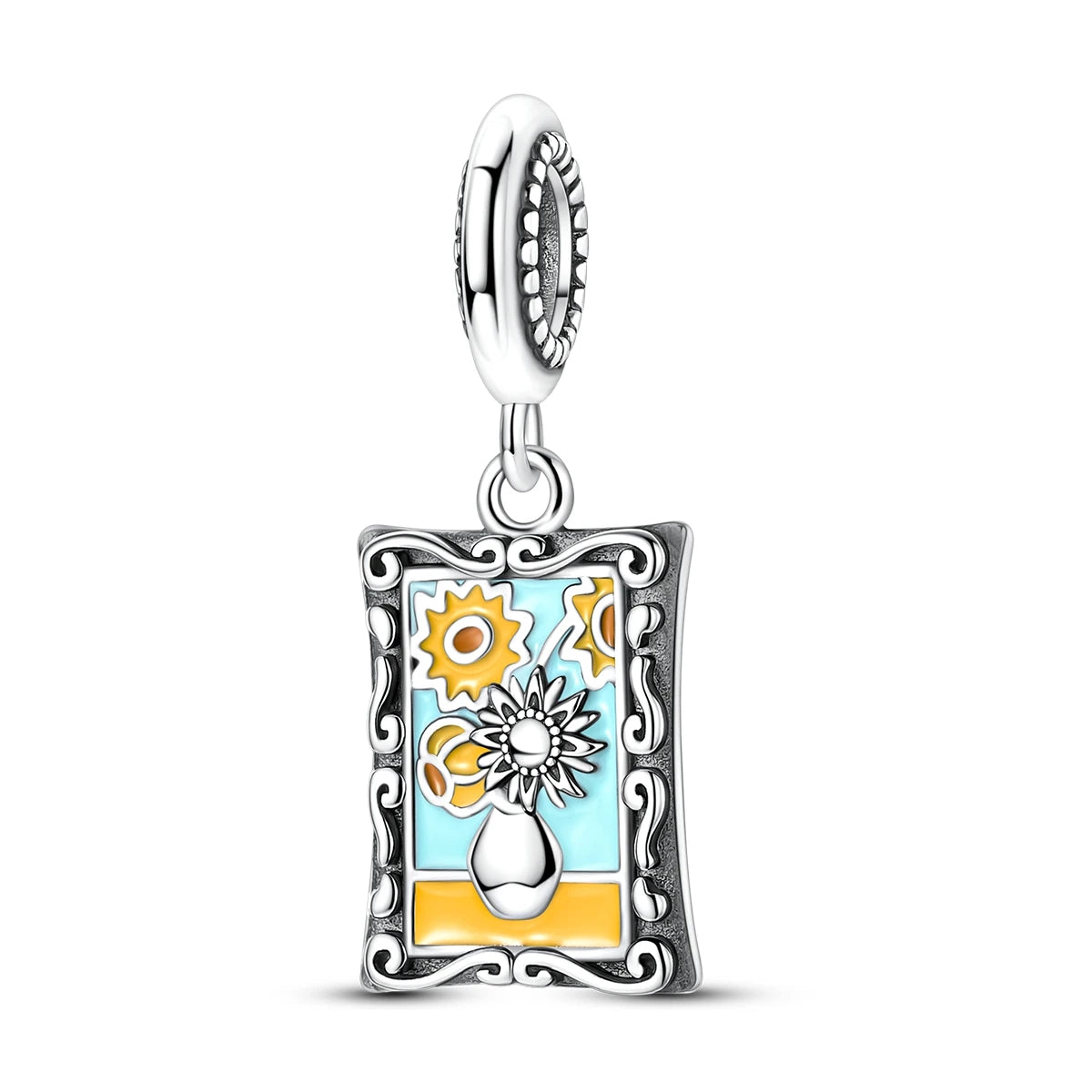 Malerei Kunst 925 Sterling Silber Verträumter Sternenhimmel Künstler Zeichenbrett Pinsel Schnur Fit DIY Armband Halskette Galerie Geschenke