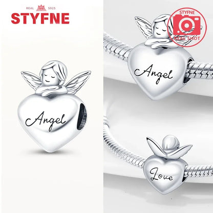 Neue Silber 925 Engel Skulptur Charms Herz Perlen Fit Original Armband für Frauen Schmuck Party Perlen DIY Edlen Schmuck Geschenke