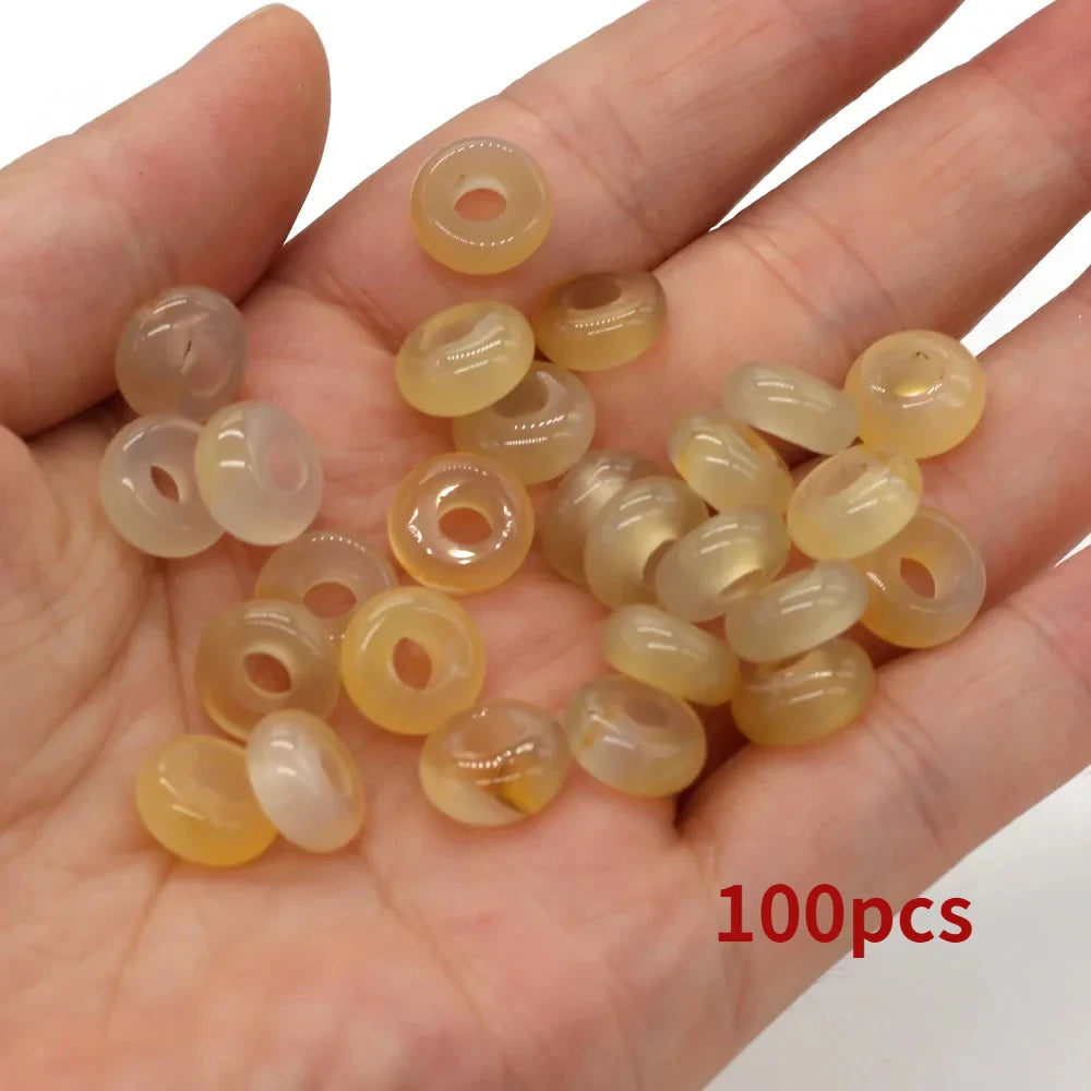 Großhandel 100 Stück Natursteinperlen, großes Loch, Abacus-Form, Agts-Steinperlen für die Herstellung von Schmuck, Halsketten, Loch 4 mm, Größe 5 x 10 mm