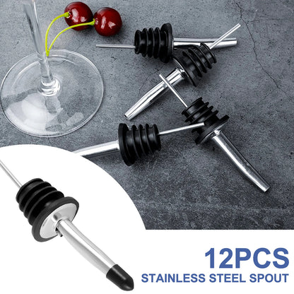 12Pcs Edelstahl Schnaps Flasche Ausgießer Flasche Düse Ausgießer Öl Fluss Wein Flasche Ausgießer Stopper Küche Bar Zubehör
