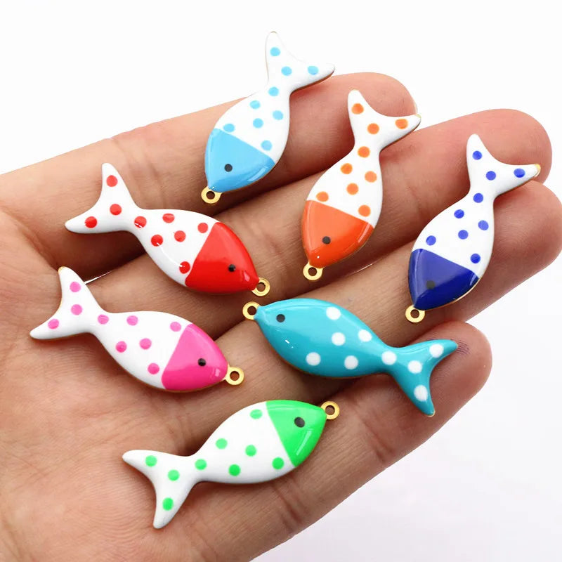 10 Stück Edelstahl Emaille Fisch Charms Anhänger 31x12mm DIY Schmuck Making Zubehör Erkenntnisse für Halsketten Ohrringe Armbänder
