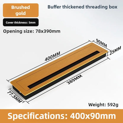 1 Stück rechteckige Schreibtisch-Kabeldurchführungen aus Aluminiumlegierung, Abdeckung für Kabelloch, Kabelauslass, Oberflächen-Tischkabelloch, Möbelbeschläge