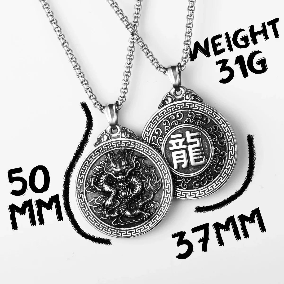 Chinesischen Drachen Amulett Männer Halsketten Edelstahl Anhänger Kette Frauen Schmuck Coole Dinge Männliche Zubehör Geschenke Großhandel