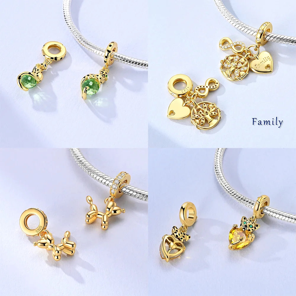 Neues 925er Silber, teilbarer Sonnen- und Mond-Charm, Satr-Herz-Perle, passend für Original-Armbänder für Frauen, edle Schmuckherstellung, Geschenk