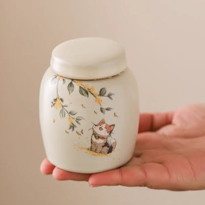 7 x 8.5 cm Ceramic Urns for Human Ashes, Small Seal, Pet Memorial, High-Quality Funeral Accessories